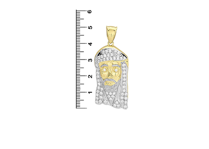 Two Tone Plated Jesus Face Pendant with CZ's